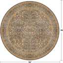 Gold Brown 3ft Small Round Rug for Entryway Indoor, Vintage Washable Area Rug for Kintchen, Bathroom - Non Slip with Rubber Backing, Floral Pattern Low Pile Soft Carpet