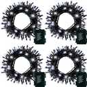 4 Pack Battery Operated Christmas Tree Lights,16.5 Ft String Lights with Auto Timer 8 Modes, 50 LED Wreath String Lights for Indoor Outdoor Xmas Tree Party Decor (Cool White) (Dark Green Wire-Cool White)