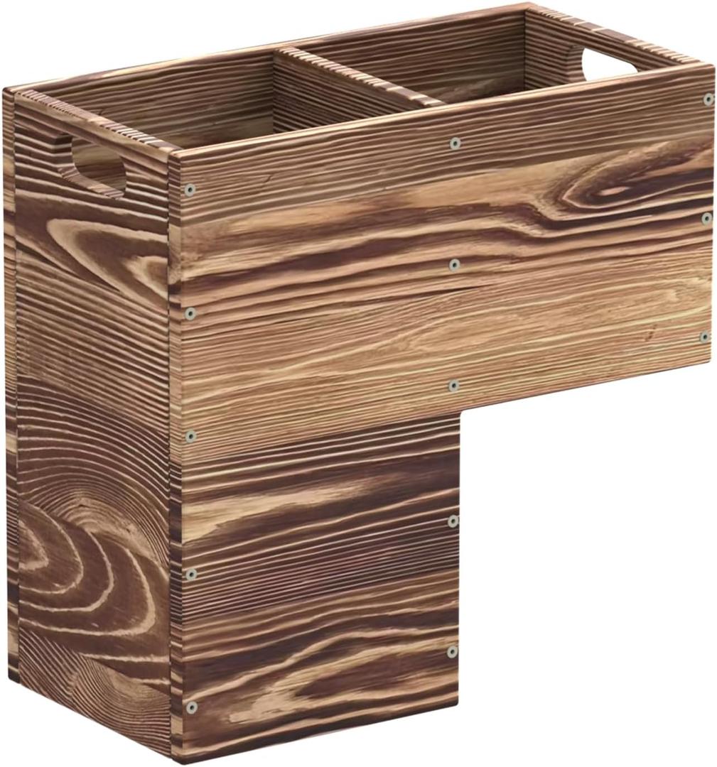 Wooden Stair Basket Organizer with Handles for Indoor Stairs(235mm Wide)