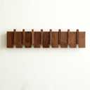 Wood Coat Rack Wall Mount, Coat Hooks Hanger Wall Mounted, Heavy Duty Wall Coat Rack with 8 Hooks for Hanging Coats/Keys/Hats/Robe&Towels/Plants/Bags, Walnut