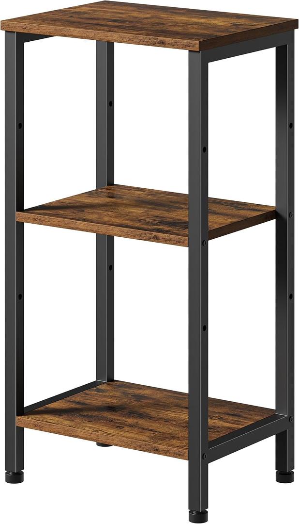Asgolion Small Side Table, Tall End Table with Adjustable Shelf, Accent Table Stand for Home Decor, Small Entryway Table, Bedroom Nightstand, Living Room, Office, Rustic Brown