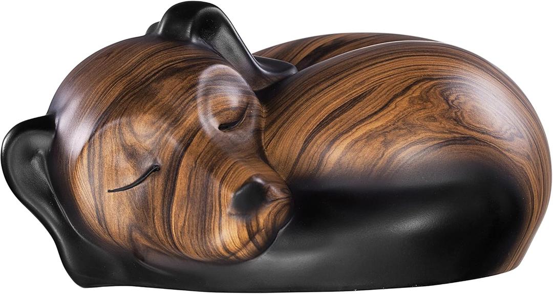 Pet Urns,Sleeping Resin Cremation Dog Urn, Dog Urns for Ashes, Small Animal Urn(Brown)