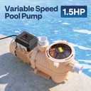VIVOHOME 1.5HP 115V Variable Speed Pool Pump, Self-Priming Energy Saving, 1.5" & 2" Inlet w/Strainer Basket for in/Above Ground Pools