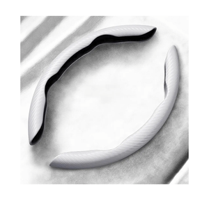 2 Pcs Carbon Fiber Steering Wheel Cover for Cadillac Lyriq Optiq Vistiq GT4 SRX ELR, Anti-Skid Steering Wheel Cover, Segmented Steering Wheel Protector, Comfortable Grip, Durable,B White