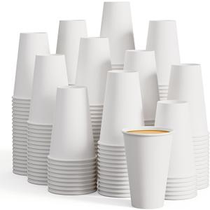 LITOPAK 210 Pack 16 oz Disposable Paper Coffee Cup, Hot/Cold Beverage Drinking Cups for Water, Paper Coffee Cups, White Hot Coffee Cups, Suitable for Party, Picnic, Travel, and Events