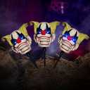 Halloween Animatronic Clown Decorations  3 Pack Talking LED Pathway Markers with Moving Mouth & Light Up Eyes  Outdoor Scary Yard Stakes for Halloween Party, Haunted House, Lawn Decor, Horror Prop