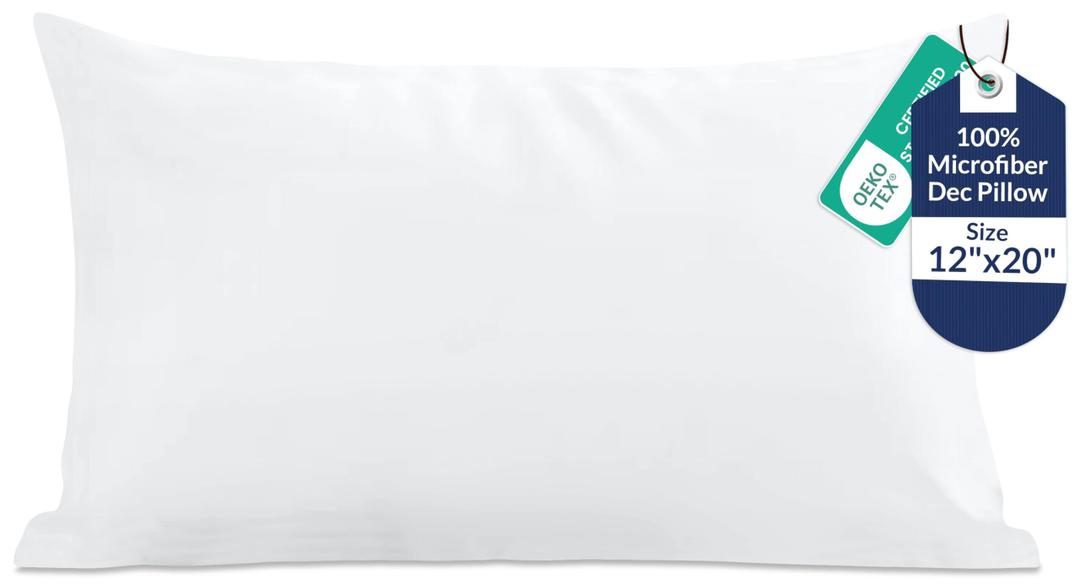 ROYALE LINENS 12 X 24 Pillow Insert - Down Alternative Throw Pillows Insert - Rectangle Pillow Pack of 1 White - Bed & Couch Pillows - Inner Cushion for Bed, Cushion for Living Room - Shams Stuffer