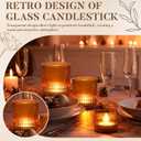 Mumufy 48 Pcs Assorted Votive Candle Holders Ribbed Glass Tealight Candle Holder Bulk for Table Centerpiece, Baby Shower, Home and Wedding Party Decoration (Amber)