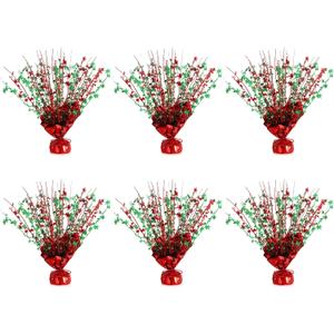6 Pack Metallic Foil Spary Centerpieces for Tables, Red Green Centerpieces for Tables Decorations, Star Brust Table Centerpieces for Birthday Graduation Wedding Baby Shower Party