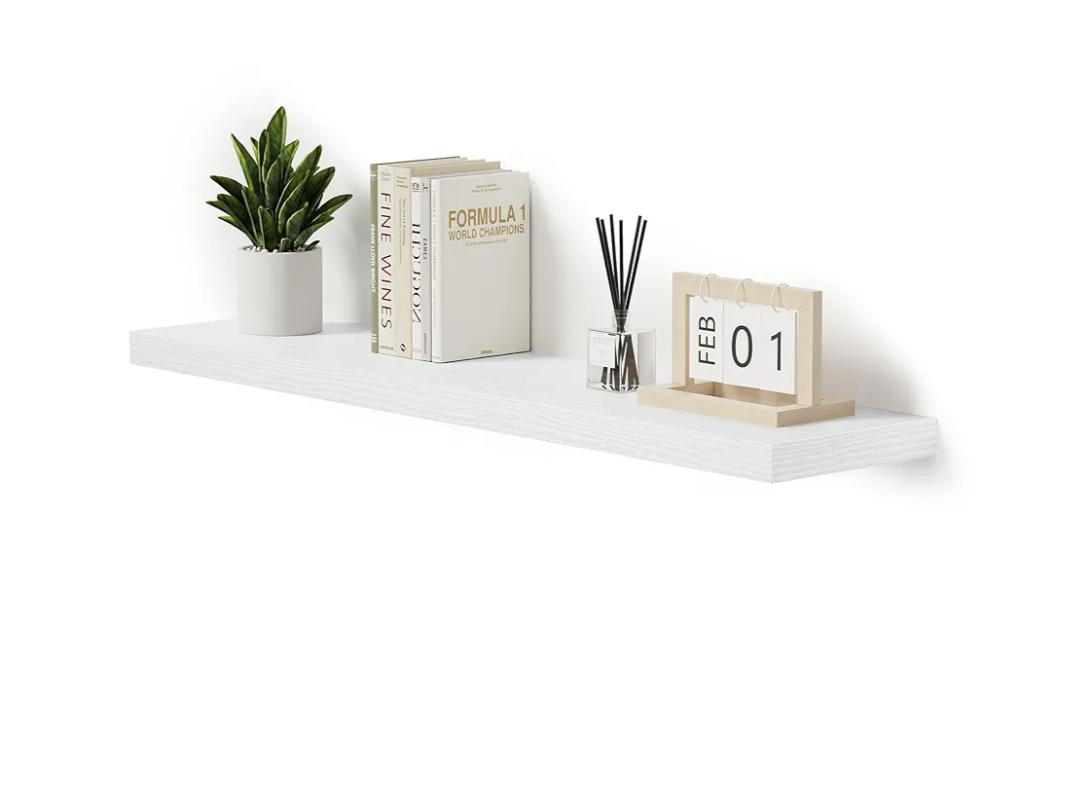 Vivelove Single Floating Shelves 48 Inches, 48 x 10 inch Deep x 1.8 in Thick, Long Wall Shelves Heavy Duty 80 lbs for Bedroom, Living Room, Kitchen, Office, Modern Shelf Book Home Decor, White