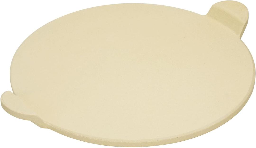 15" Round Cordierite Ceramic Pizza Grilling Stone with Handle for Ovens and Grills, Pizza Stone for Making Crispy Pizza, Bread, Cookie and More