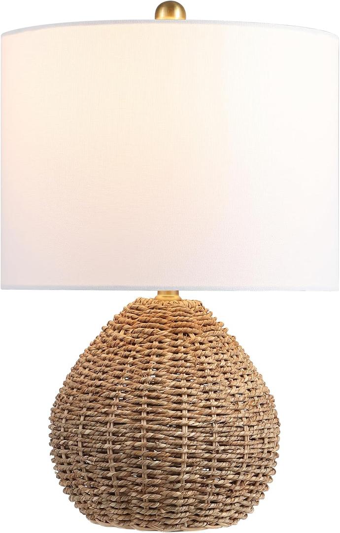 JONATHAN Y Kona 20.5" Rattan and Metal Table Lamp, Brown/Brass Gold