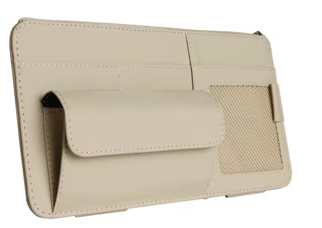 Car Sun Visor Organizer, Vehicle Sunglasses Holder, Automotive Storage Pocket for Pen, Glasses, Ticket, Card, Auto Interior Accessories Pocket for Car, SUV, Truck 
