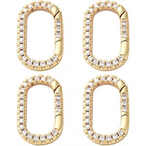 SUNNYCLUE 1 Box 4Pcs Spring Oval Ring Gold Carabiner Clips Bulk Cubic Zirconia Real 18K Gold Plated Brass Rhinestone Keychain Snap Buckle Gate Ring for Key Bag Purses Handbags DIY Crafts Accessories