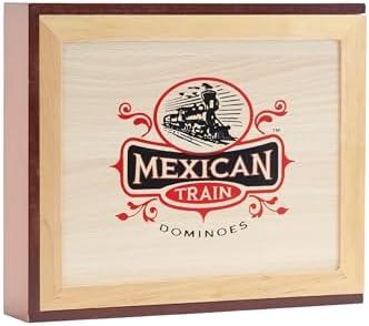 Front Porch Classics | Mexican Train Domino Set in Wooden Collector Box from Front Porch Classics for 2 to 8 Players Ages 8 and Up