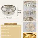 20inch Gold Crystal Flush Mount Ceiling Fan With Lights Low Profile, Medium