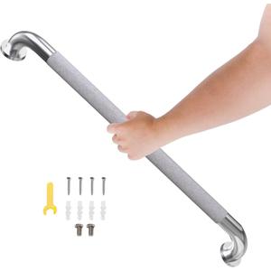 32 Inch Shower Grab Bar, Bathroom Grab Bar Handle with Anti-Slip Knurled Grip, Stainless Steel Bath Balance Bar, 1.25" Diameter Bath Safety Bar Support for Seniors Elderly Pregnant, Brushed Nickel
