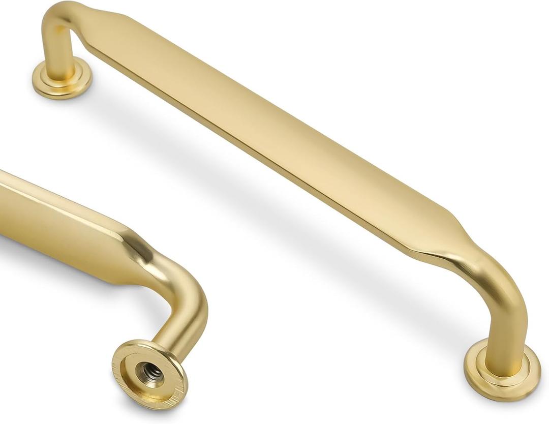 10 Pack 5 Inch Cabinet Pulls Brushed Gold Kitchen Cabinet Handles Zinc Alloy Drawer Pulls Solid Cabinet Hardware (5'' Hole Center(128mm))