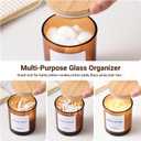 Glass Qtip Holder 2 Pack , Qtip Holder Dispenser Bathroom Set Bathroom Organizers and Storage Q tip Holder with Lid Makeup Storage Organizer for Cotton Swabs,Cotton Balls,Pads ,Amber