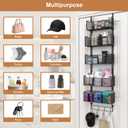 VyGrow Over The Door Organizer, Metal Door Organizer Hanging with 5 Adjustable Baskets and Coat Hook, Behind The Door Storage for Bedroom Closet Bathroom Pantry Cabinet Kitchen, Black