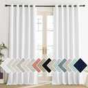 NICETOWN 100% Absolutely Blackout Linen Curtains with Thermal Insulated Liner, Greyish White, 62" Wide, 95" Length Energy Saving Curtains for Living Room 2 Panels Set, Vertical Blinds
