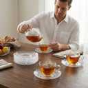 10 Pack Small Clear Glass Plates, 4.7 Inch Clear Coffee Tea Saucer, Mini Glass Snack Dishes Tabletop Coasters Set for Teacup, Appetizer, Salad, Fruit