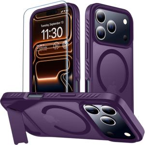 10 x MOZOTER for iPhone 17 Pro Case with Kickstand,[Compatible with MagSafe] [12FT Military Grade Protection] Slim Translucent Matte Shockproof Phone Case,6.3",Purple
