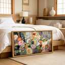 Wooden Framed Colorful Flower Wall Art,Abstract Botanical Canvas Print,Long floral landscape Picture Poster,Vintage Watercolor Floral Painting Artwork for Bedroom Living Room Office, 48"L x 24"W