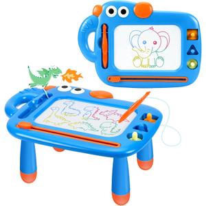 Magnetic Drawing Board for Toddler Boys, Toys for 1 2 3 Year Old Boy, Mess Free Doodle Board Pad, Kids Magna Writing Board, Educational Toys for Toddlers 1-3, Etch Sketch Christmas Birthday Gifts (Blue)