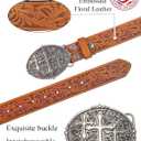 TOPACC Western Belts for Men Woman Western Belt Buckle Cowgirl Cowboy Leather Country Belt for Jeans Pants Gift (Fit waist: 38-40 in)