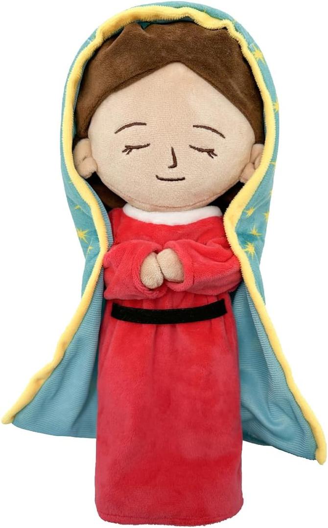 Lady of Guadalupe Plush Mary Stuffed Doll Christ Religious Toys Savior Plush Christian Religious Figure Easter Christmas Decoration (Red)