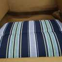Arden Outdoor Adirondack or Rocking Chair Cushion, 20 x 17, Rain-Proof, Fade Resistant 17 x 20, Sapphire Aurora Blue Stripe