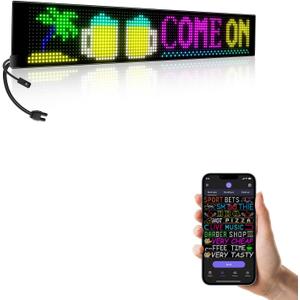 Large Programmable Indoor Windows LED Signs, P10 Resolution LED Sign, Bluetooth APP, for Cars, Business, Bars, Gaming Rooms, Restaurants, Festivals (39"x 8")