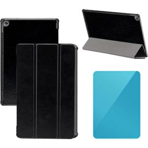 Tri-Fold Case Compatible with Huawei Mediapad M5 10.8 inch (CMR-AL09/CMR-W09), Includes a Screen Protector - Premium PU Leather Tri-Fold Cover with Auto Sleep/Wake (Black, One Size)