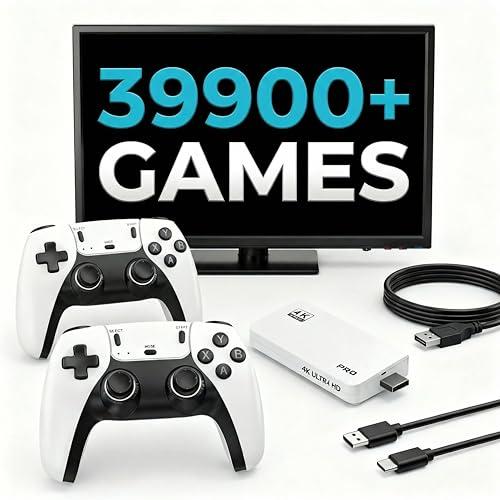Anyando Retro Gaming Console - Plug&Play Classic Video Game Emulators Stick with Built-in 39900+ Games,28 Classic Emulators, 4K HD HDMI TV Connect, Dual 2.4G Wireless Controllers