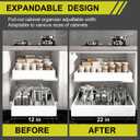 4-Pack Expandable Pull Out Cabinet Organizer 21" Deep with 3 Slide Rails, Adjustable Width (12"-22") Drawer Organizer for Kitchen Pantry Base Cabinets, Fixed with Roll Out Shelves Adhesive, White