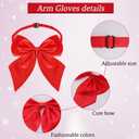 Gvhntk Striped Knee Calf High Socks Fingerless Gloves Red and White Socks Bow Calf High Stockings Long Tube Socks Women (Red)