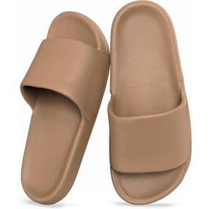 Non-Slip Shower Shoes for Men & Women - House Slippers with Arch Support Quick-Drying, Non-Slip - Cloud Slides Sandals Pool - Perfect for Home, Beach, and Travel (8.5-9 Wide Women/7-7.5 Men, Brown)