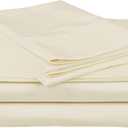 Calico Homes 4 Piece Sheet Set Solid 100% Cotton 400 Thread Count 15 Inch Deep Pocket (King, Ivory)