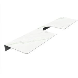 Bathroom Sink Shelf Over Faucet, Waterproof Stainless Steel, Wood Grain and Stone Pattern, 19.69 Inch Organizer for Toothbrush and Soap (Green White Marble)
