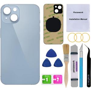 OEM Rear Back Glass Replacement for iPhone 14 6.1 inches with Reparing Toolkit (Blue)