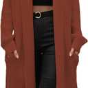 kinstell Womens Casual Waffle Knit Long Cardigan Maxi Long Sleeve Open Front Sweater Coat Outerwear XL 