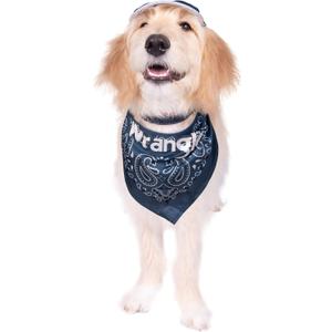 Wrangler Pattern Pet Bandana – Soft Poplin Dog Bandana with Iconic Logo - Dog Bandanas for Small to Large Breeds (Navy, XS-S)
