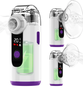 USB Pet Nebulizer, Portable Handheld Device for Dogs and Cats, Includes 2 Masks, Silent Operation, High Mist Rate, Fcc & Ce Approved, Purple
