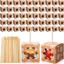 Ctosree 50 Sets Christmas Candy Apple Boxes with Hole and Stick 4 x 4 x 4 Caramel Apple Box Kit Cake Cookies Gift Packaging with Clear Window for Wedding Winter Xmas Party Supplies (Snowflake)