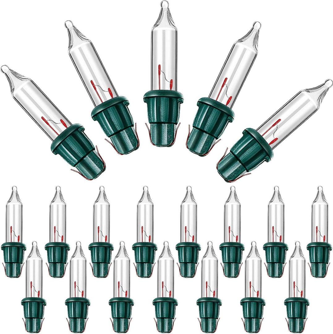 Mudder 100 Count 2.5V Christmas  Count Mini Incandescent Wire String Lights Replacement Bulbs Indoor/Outdoor Christmas Lights Decor for Home Xmas Tree (Green Base with Warm White Bulb)