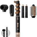 O.H.B 5 in 1 Hot Air Hair Styler, 110,000 RPM High Speed Hair Dryer Brush, Ionic Air Styler Wrap with Fast Drying, No Heat Damage Air Multi Styler for Volumize, Curl, Straighten for Travel, Black Gold