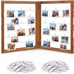Wood Photo Hanging Boards with Clips, 36x24 2-Panel
Free-standing Photo Display Board with Vintage Farmhouse Design. Perfect for Christmas, Graduation or Any Festive Decor