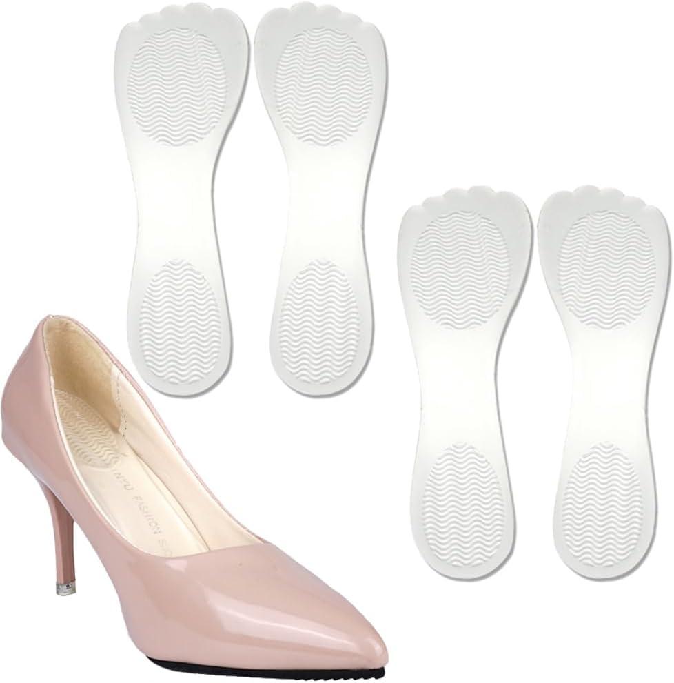 High Heel Cushion Inserts Women, Adhesive High Heel Relief Insoles Prevent Slipping, Silicone Invisible Cushioning Insoles, Arch Support Shoe Inserts for High Arch Flat Feet, 2 Pairs, Clear