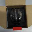 Binary Matrix Blue LED Digital Watch Mens Classic Creative Fashion Black Plated Wrist Watches (Black Blue)